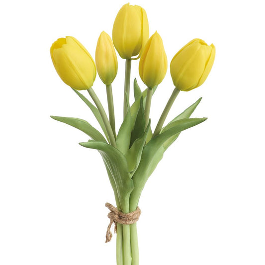 10" Tulip Bouquet Yellow Real Touch