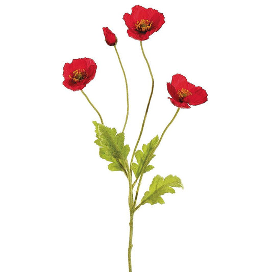 23" Poppy Spray Red