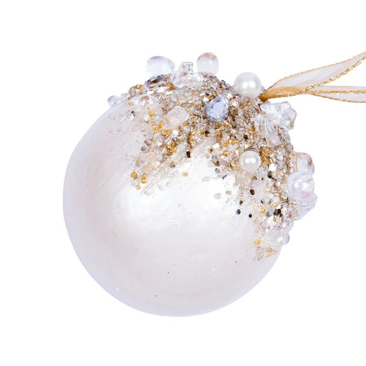 5" Champagne Dazzling Bejeweled Ball Ornament