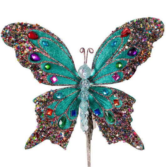 7" Teal Kaleidoscope Butterfly