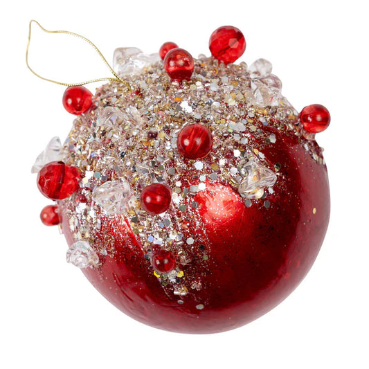 5" Red Crystal Bejeweled Ball Ornament