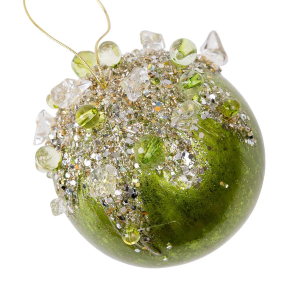 Lime crystal bejeweled ball ornament.