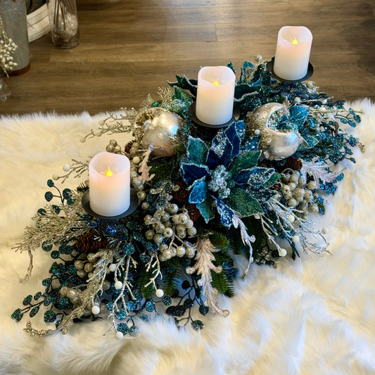 38”x20”x14” Candleholder, Blue Platinum
