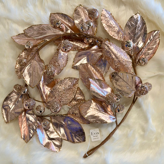50" Garland Rosegold Icy Magnolia Leaf Ball
