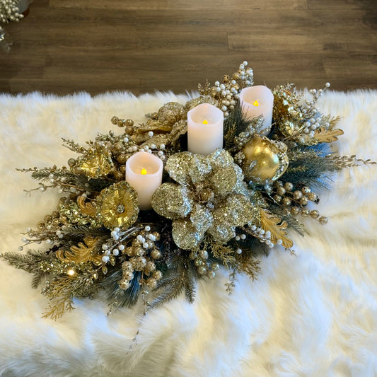 32”x18”x9” Candleholder, Gold