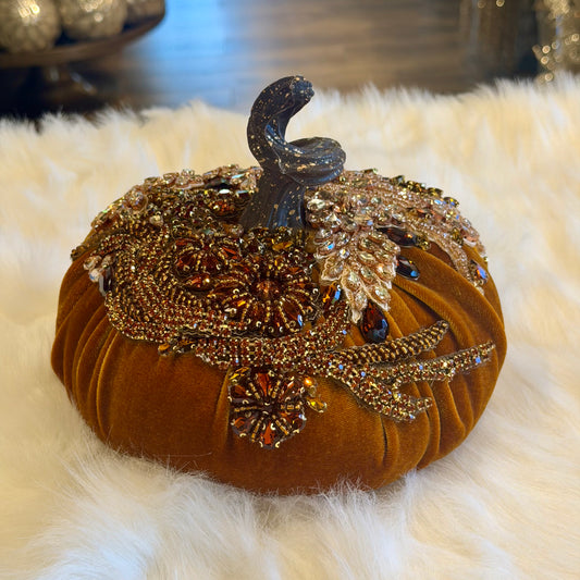 (Set of 3) 9”x6” Gemmed Pumpkins A