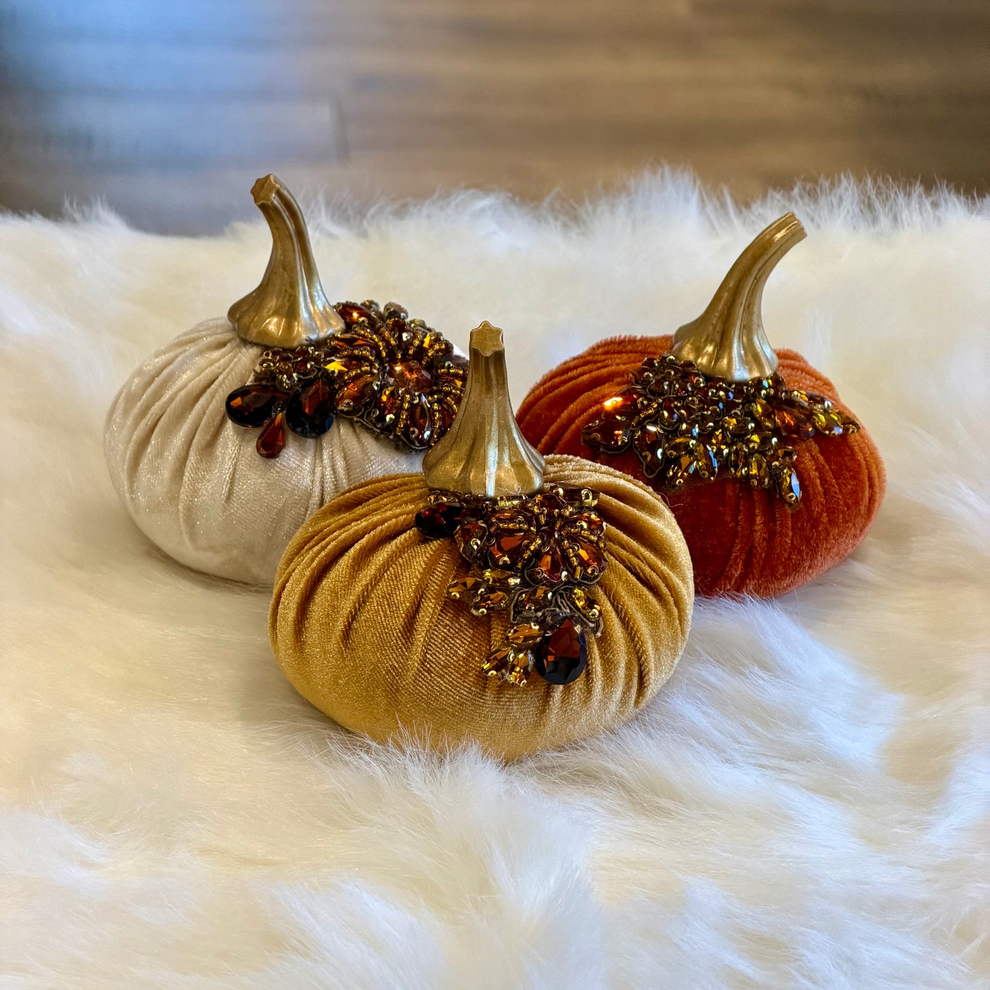 (Set of 3) 4” Gem Pumpkins Multicolor