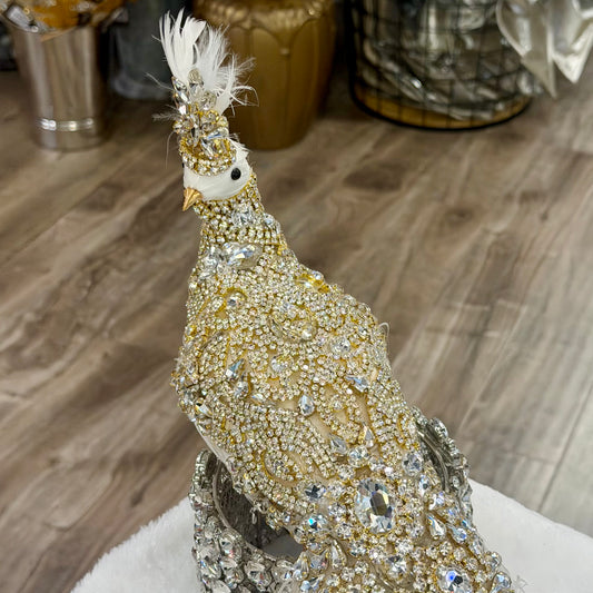 26” Imperial Peacock, Gold on White