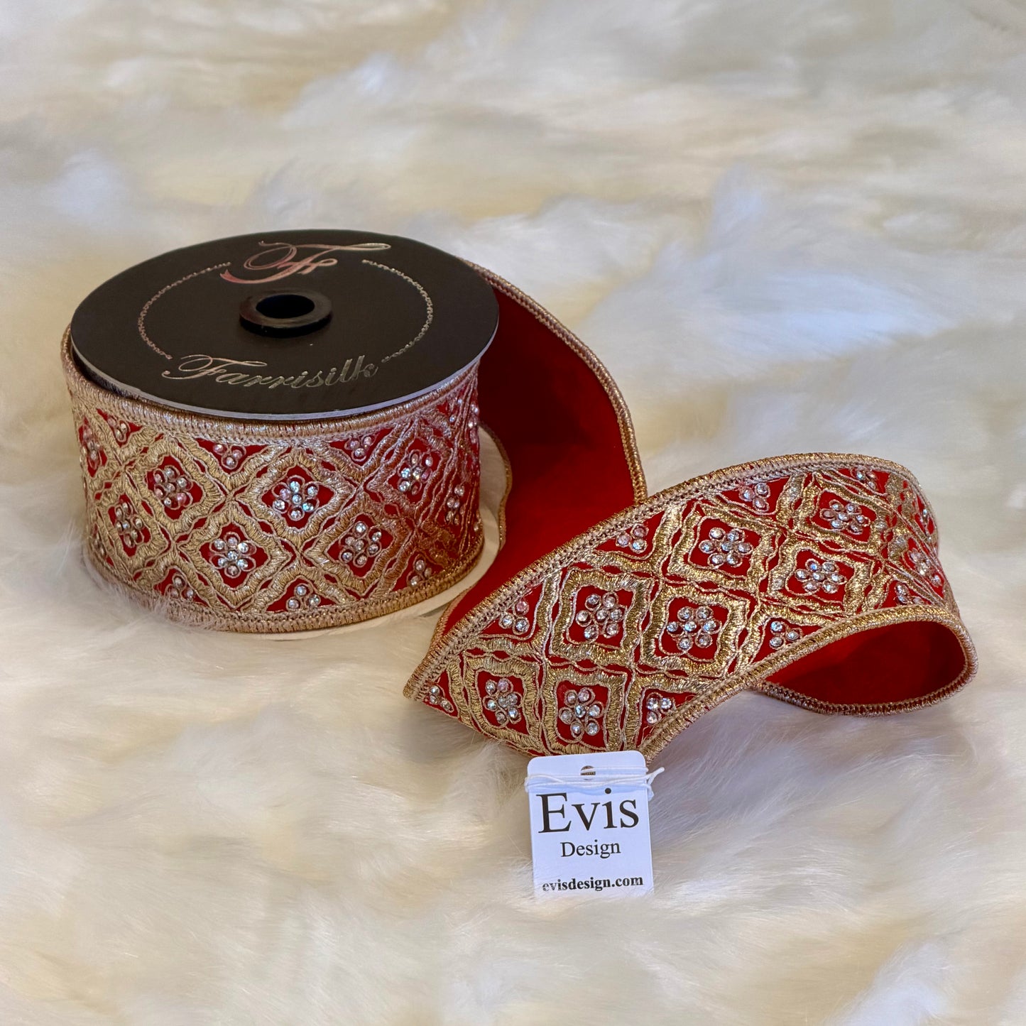 3"x5Y Red Heirloom Tapestry Ribbon