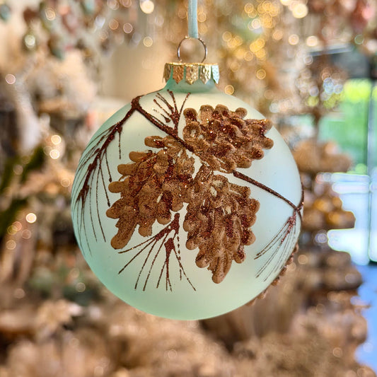 5" Green Frosted Glass Ornament