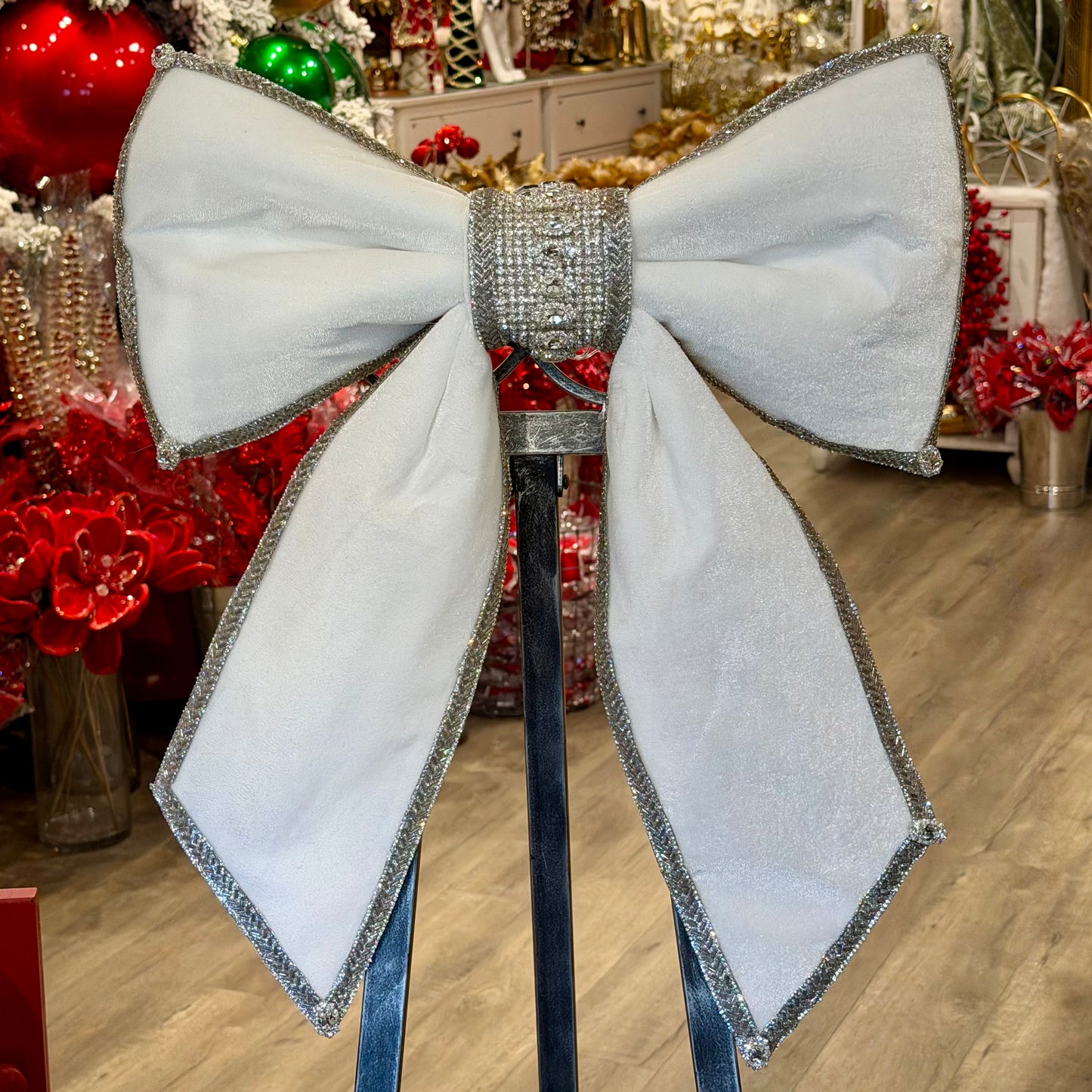24” White Bling Bow Elegant