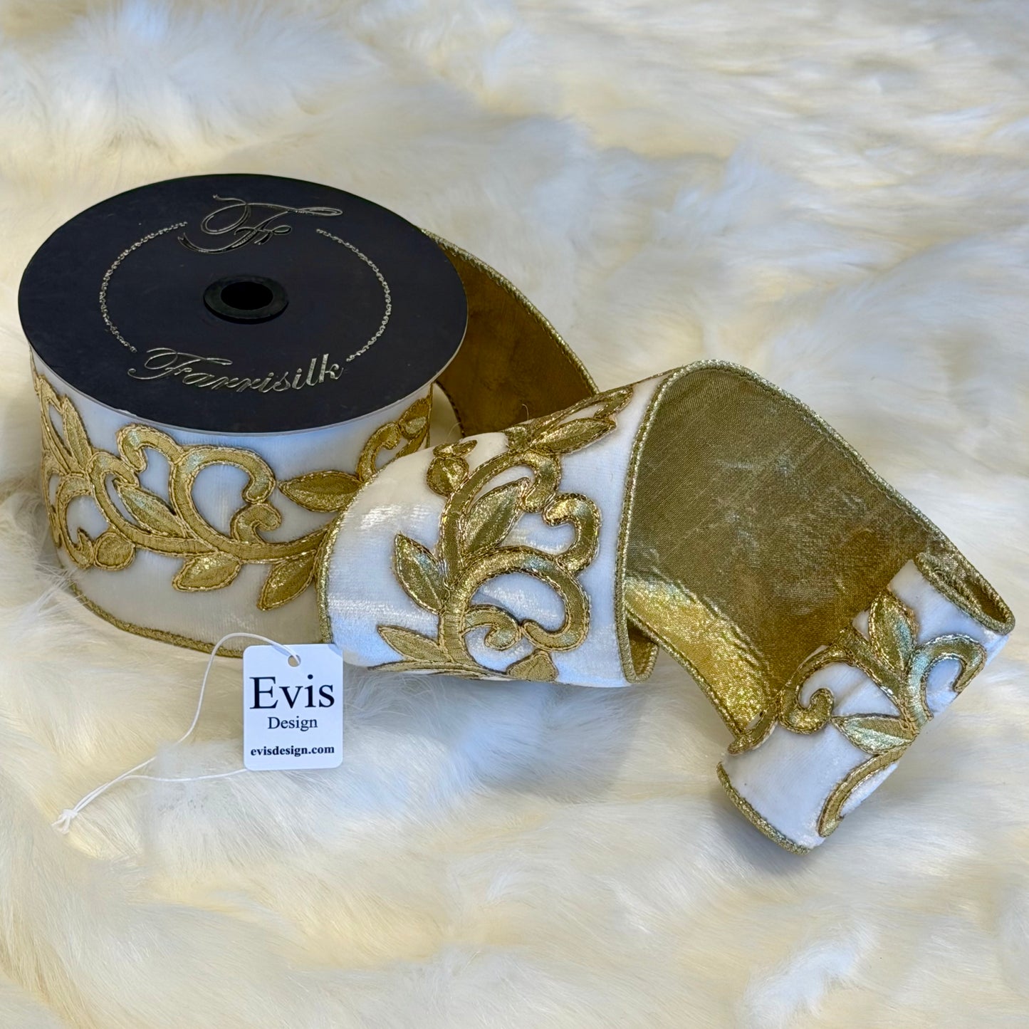 4"x5Y Ivory Royal Embroidery Ribbon