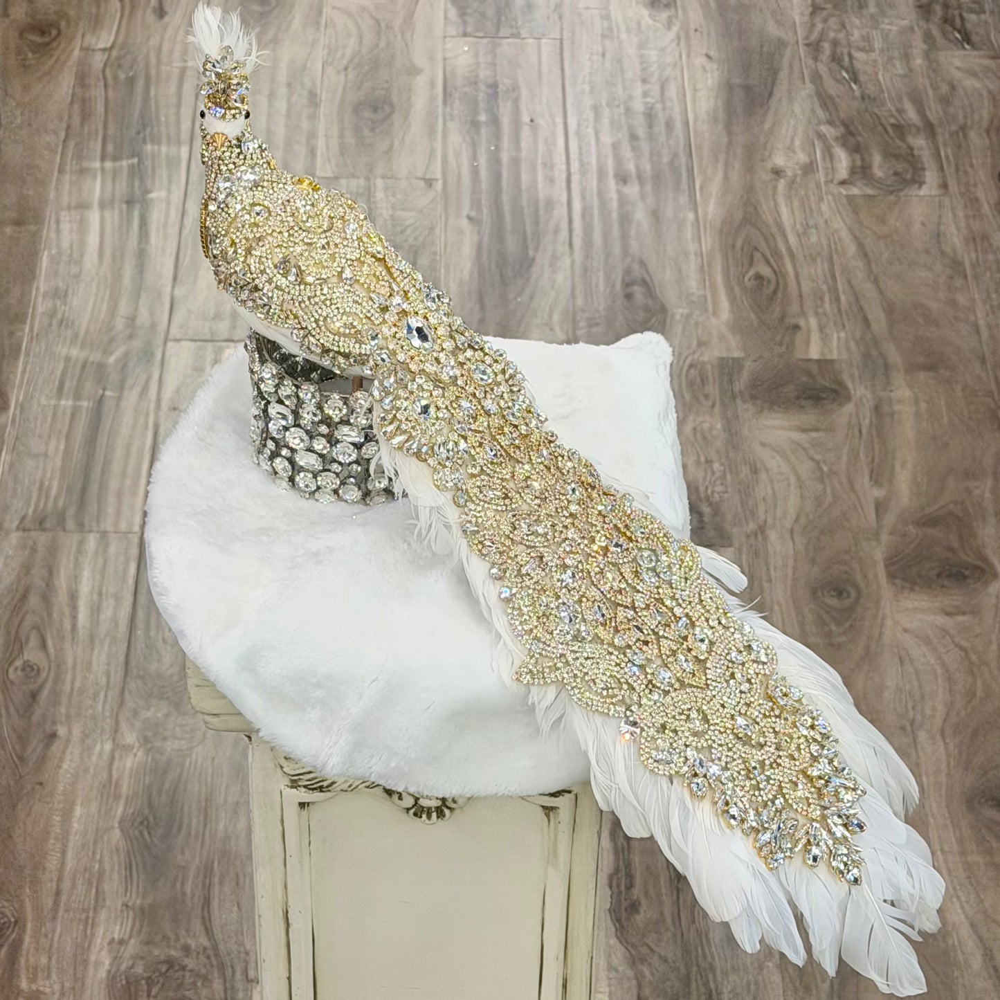 26” Imperial Peacock, Gold on White