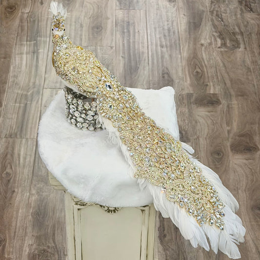 26” Imperial Peacock, Gold on White