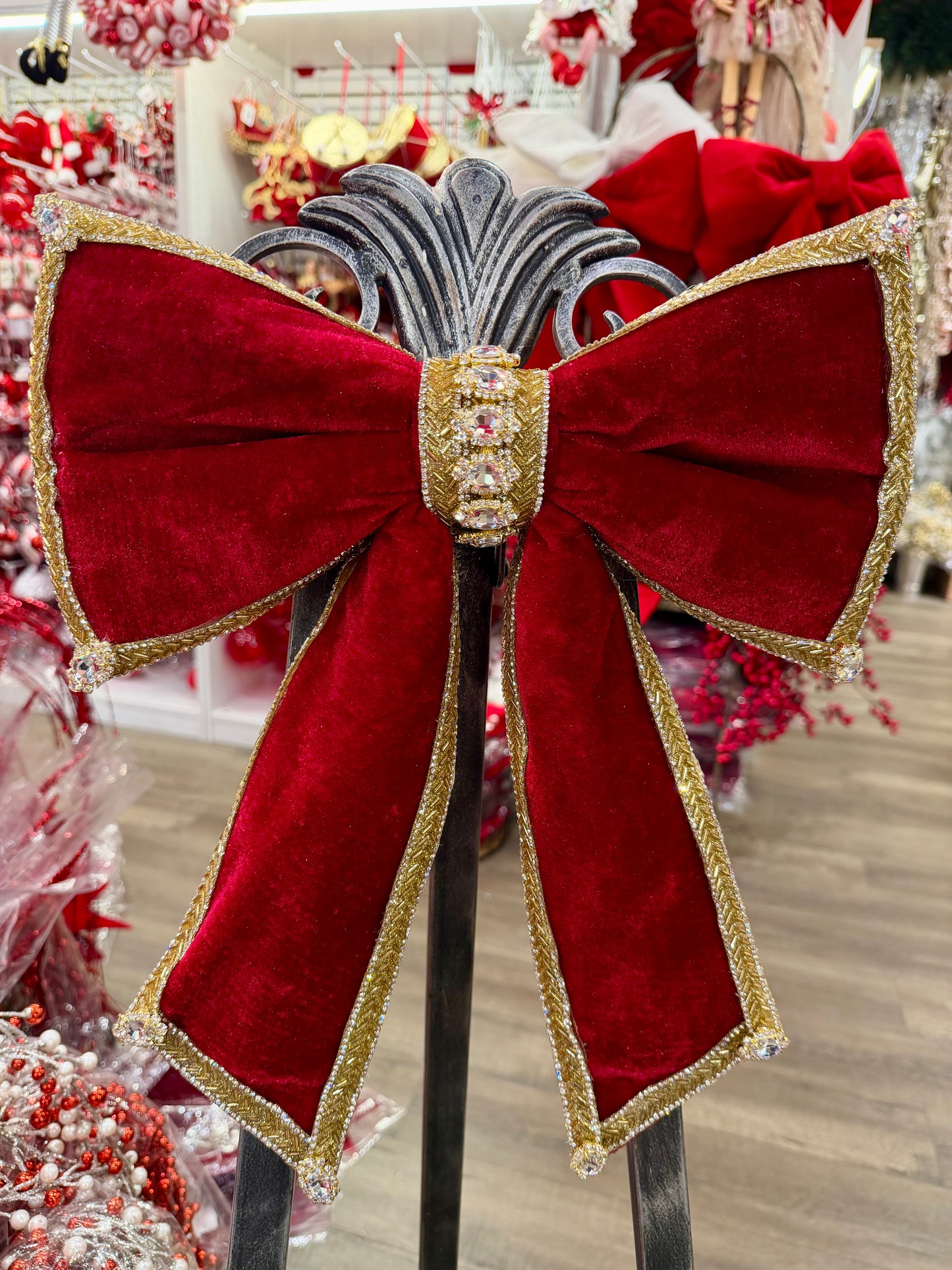 Blinged Bow, Gold on Burgundy