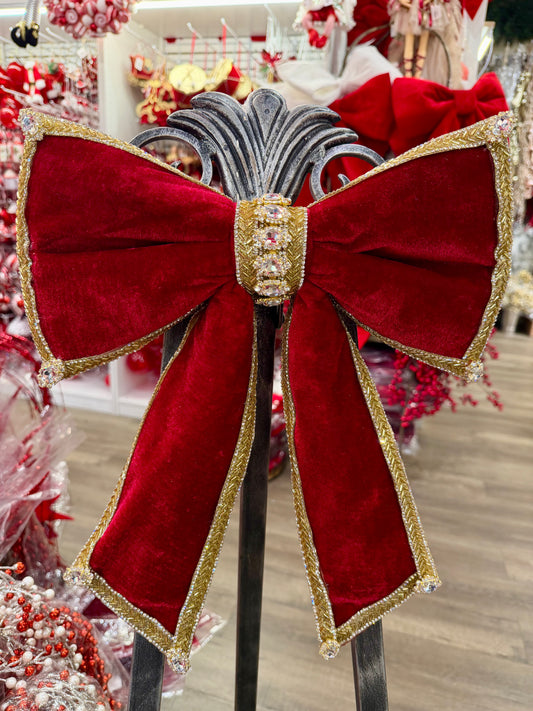 Blinged Bow, Gold on Burgundy