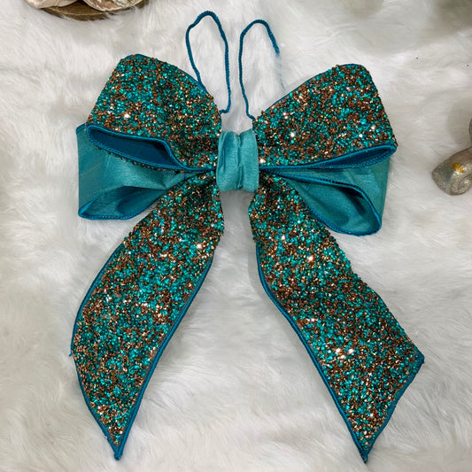 9"x8" Teal Crystal Bow