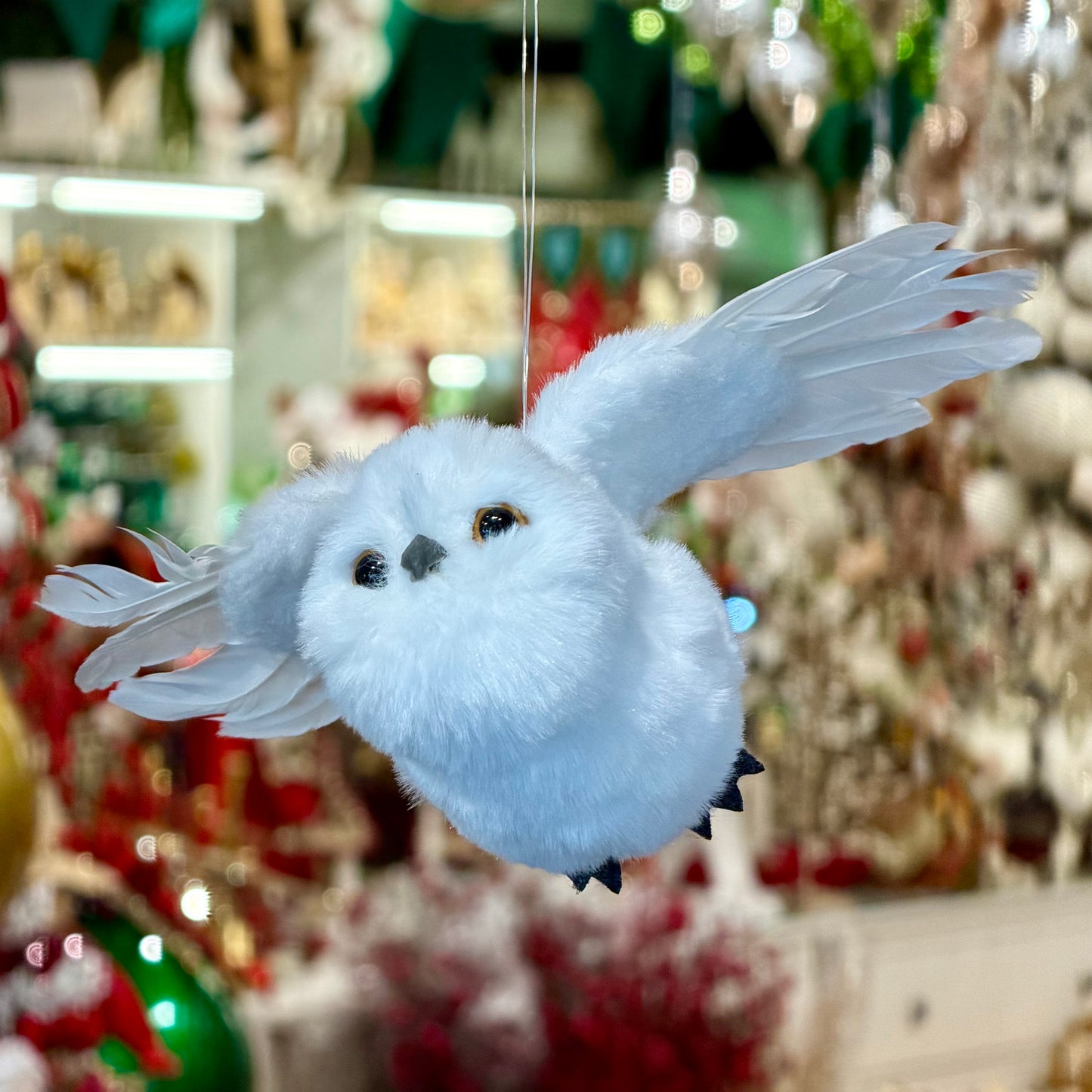 8" Flying White Owl Ornament