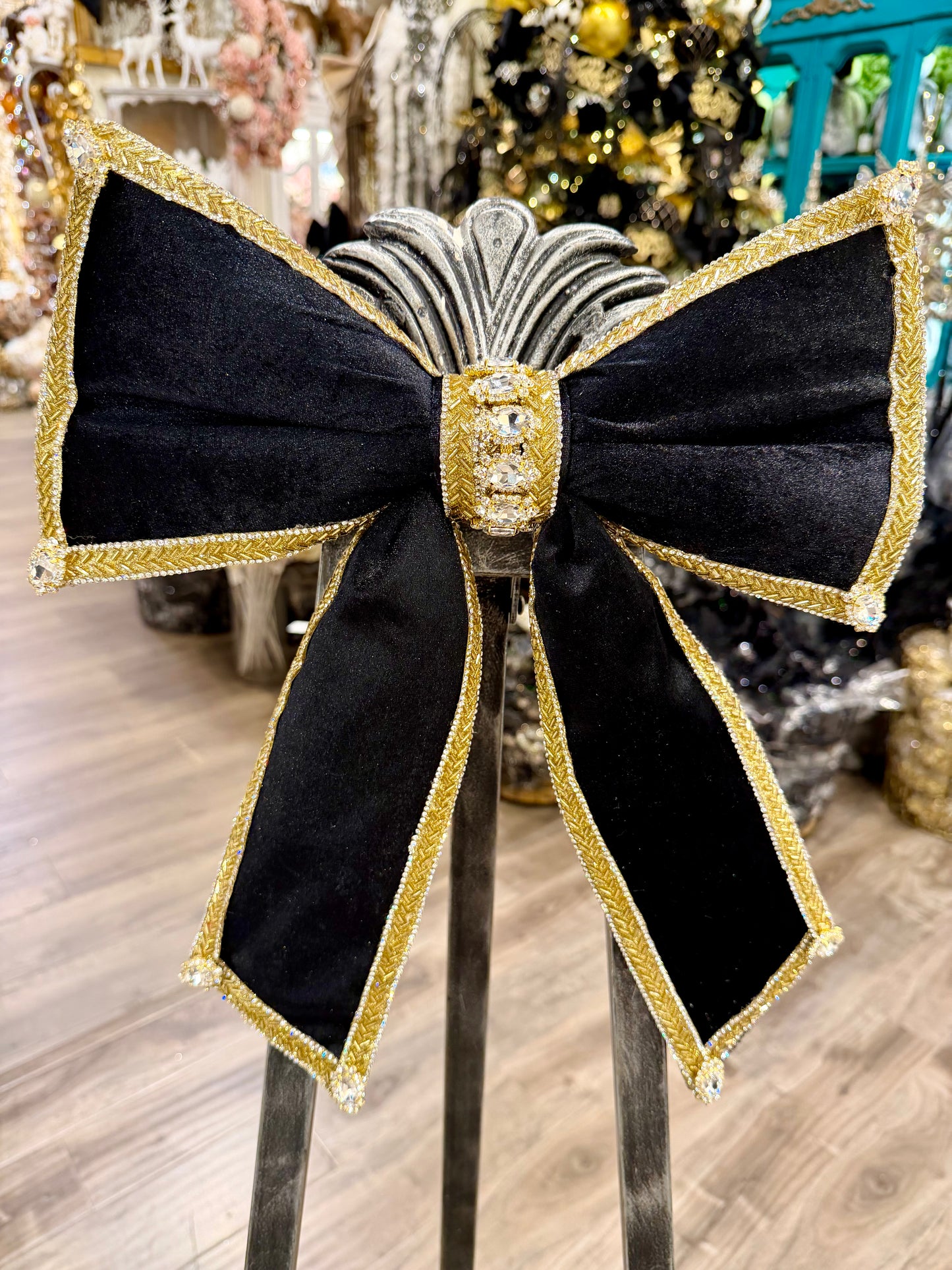 Blinged Bow, Gold on Black