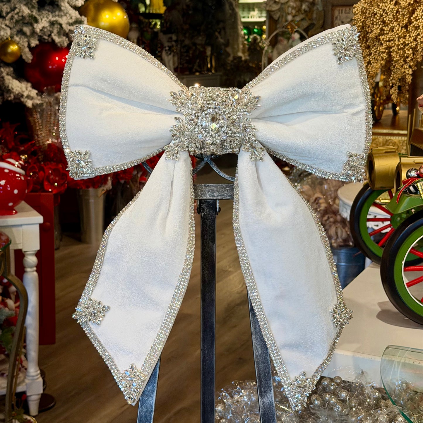24” White Bling Bow