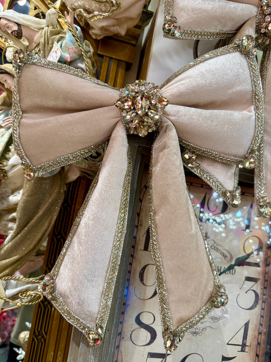 Blinged Bow, Champagne on Platinum