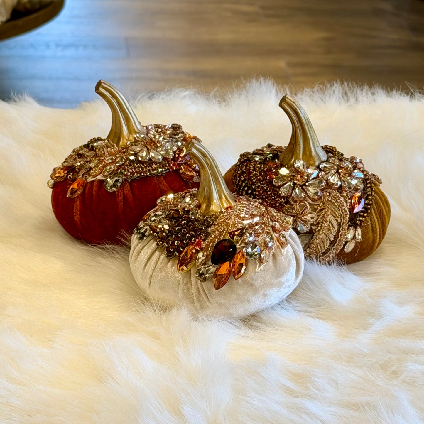 (Set of 3) 4” Gem Pumpkins Multicolor