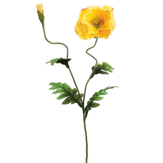 28" Yellow Poppy Spray
