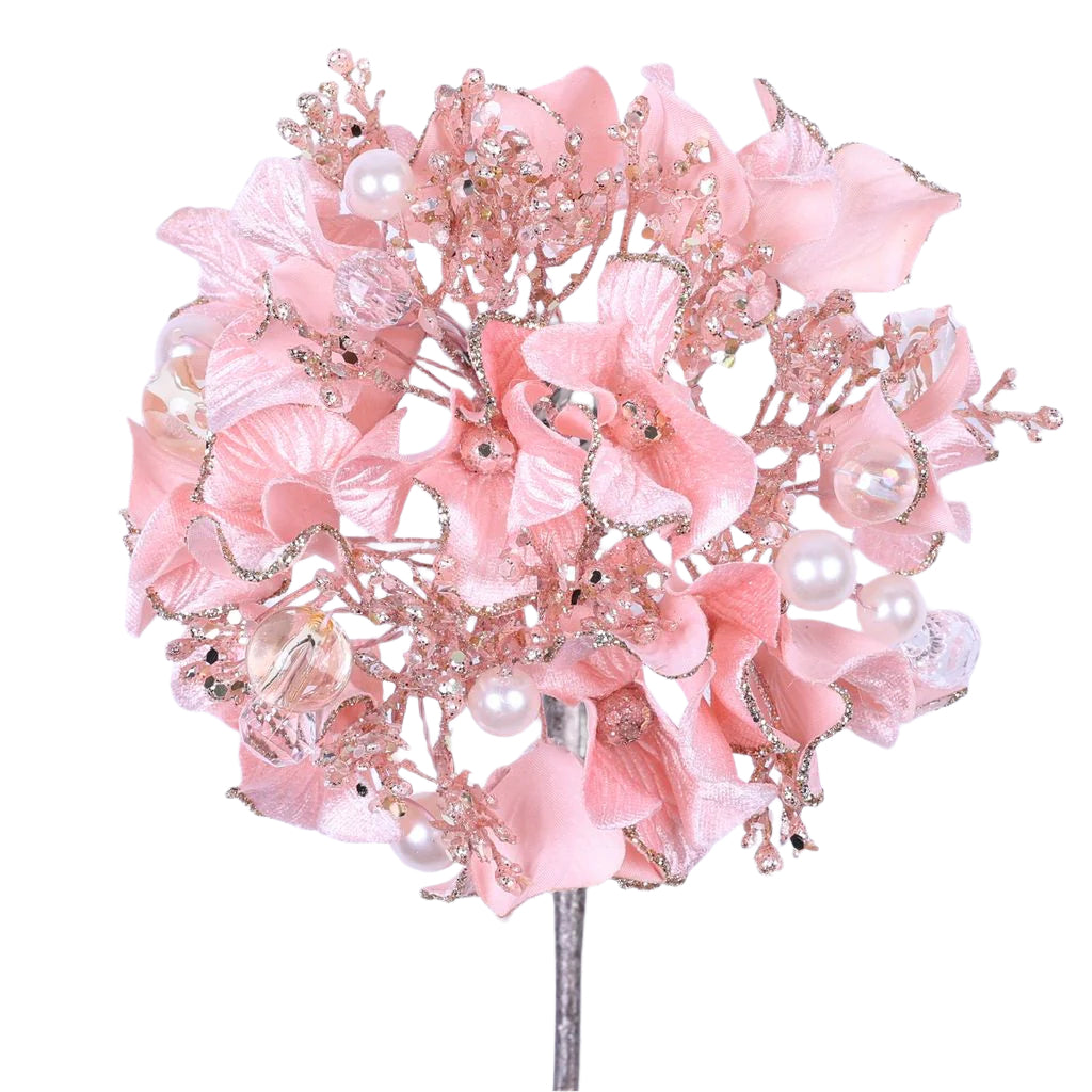 6" Light Pink Bejeweled Hydrangea