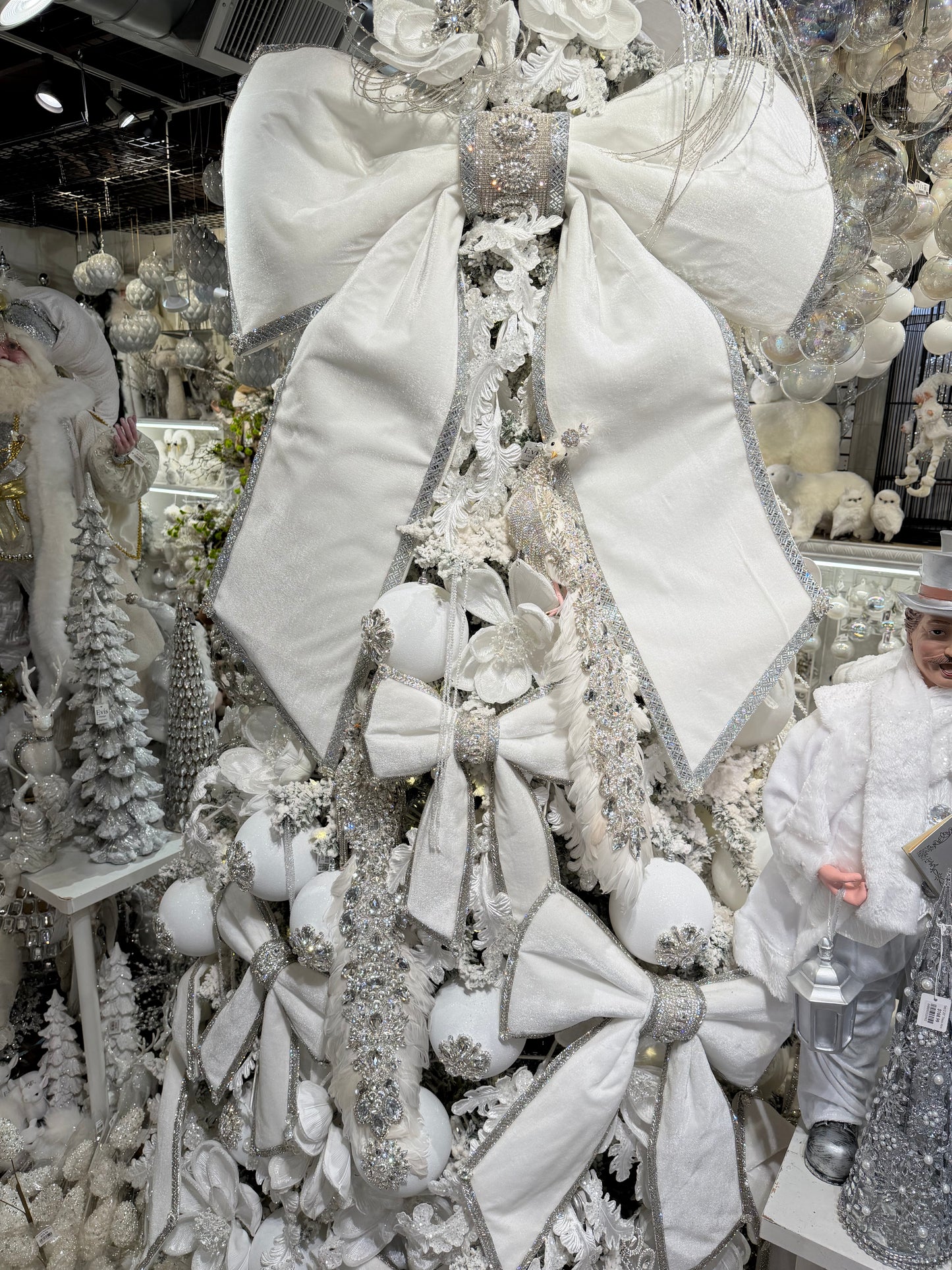 Set of 6 - Blinged Bows, Silver on White