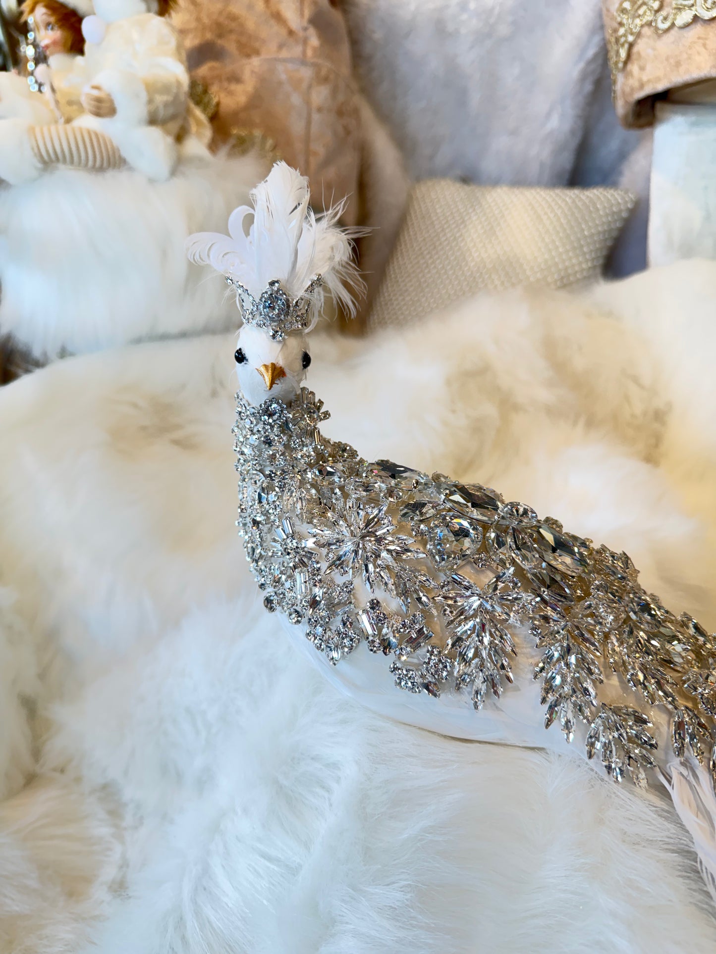 25” Sterling Peacock, Clear on White