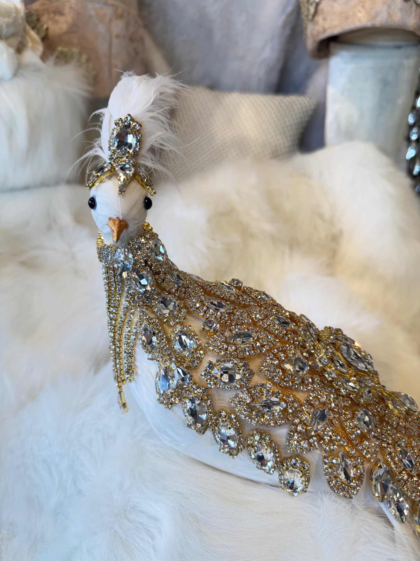 25” Royal Peacock, Gold on White