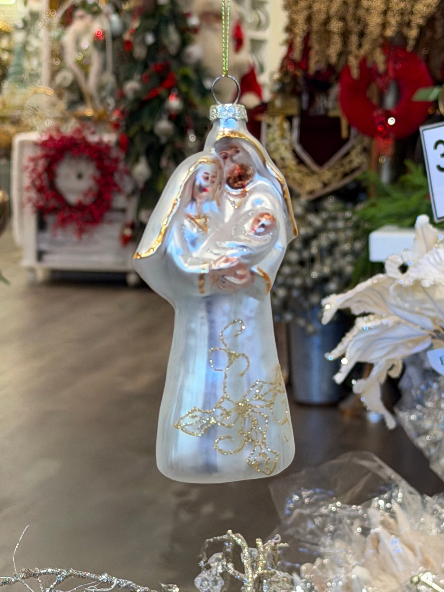 5" Holy Family Glass Ornament