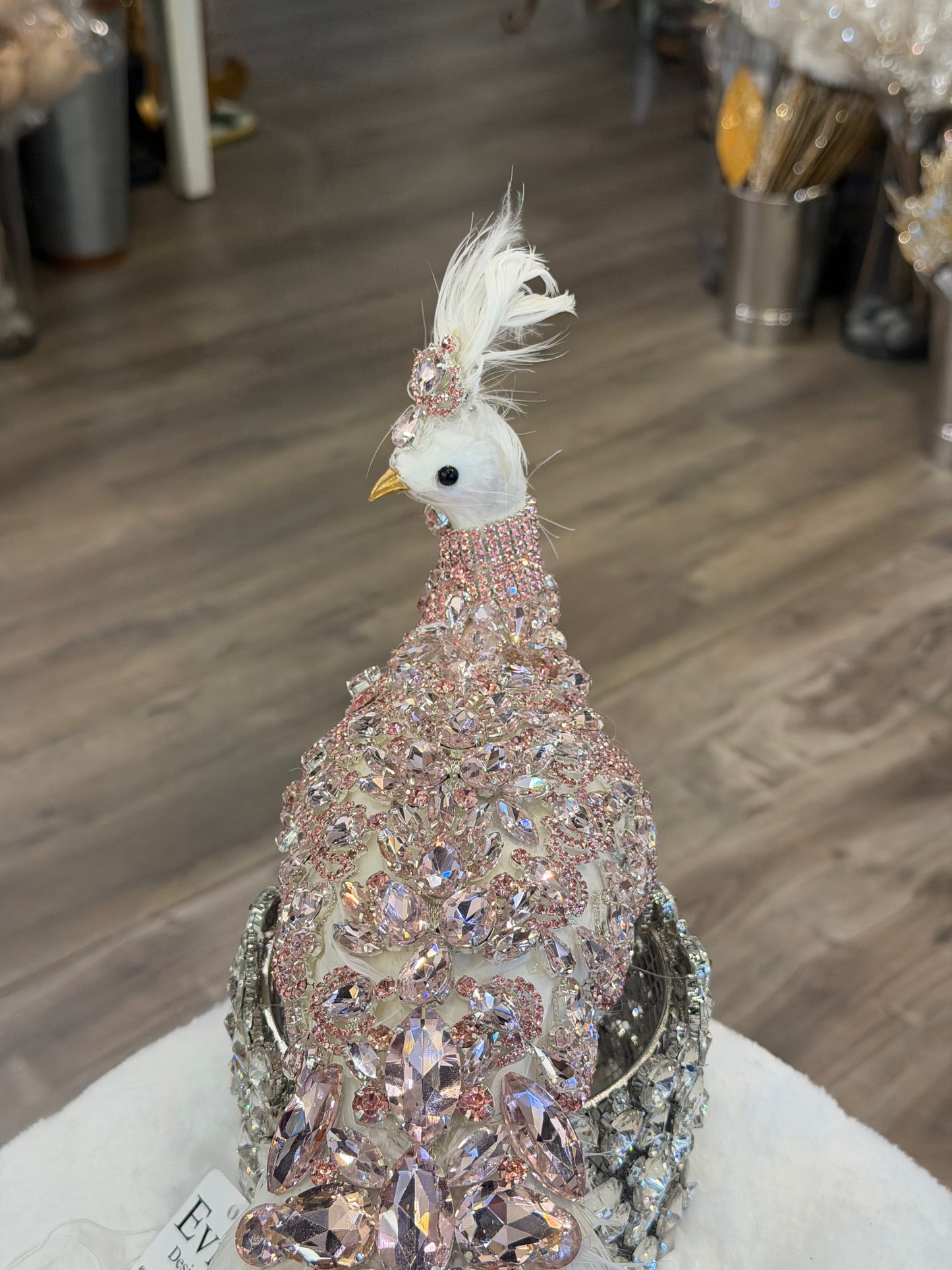 26” Roseluxe Peacock, Pink on White