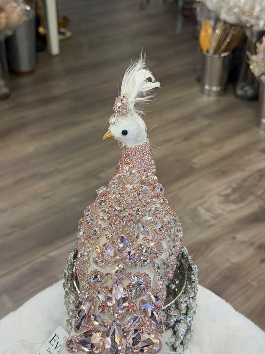 26” Roseluxe Peacock, Pink on White