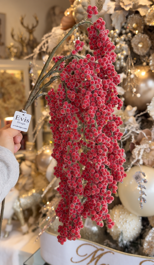 40” Icy Red Berry Spray