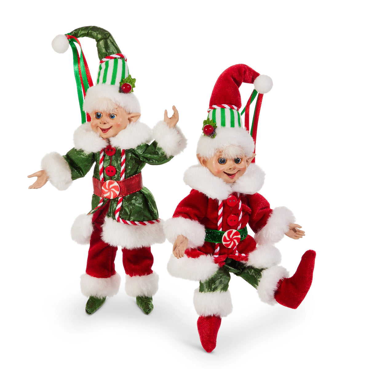 7" Elf Traditional Posable Green & Red