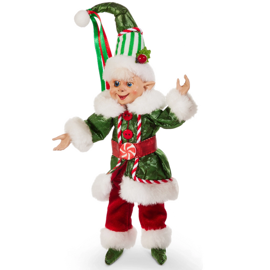 7" Elf Traditional Posable Green & Red