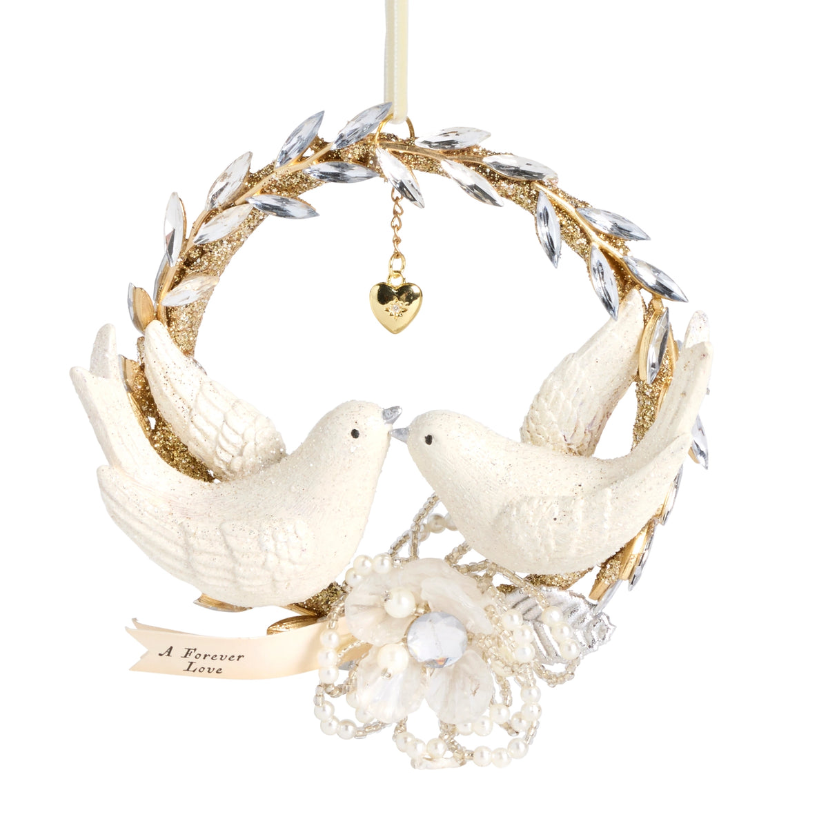4.5” Forever Love Birds Glitter Ornament
