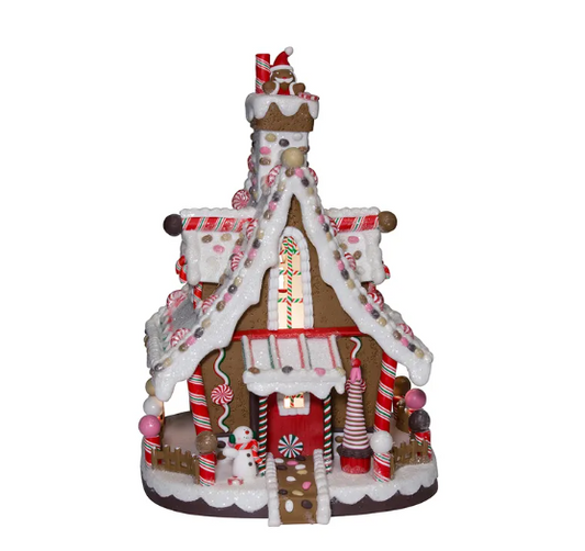 12" Gingerbread House Lighted