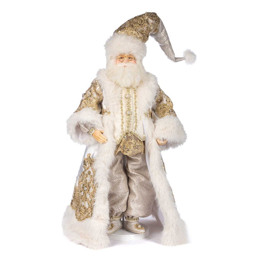 76cm Regal Winter Santa Doll w/ Stand & Box Cream Gold