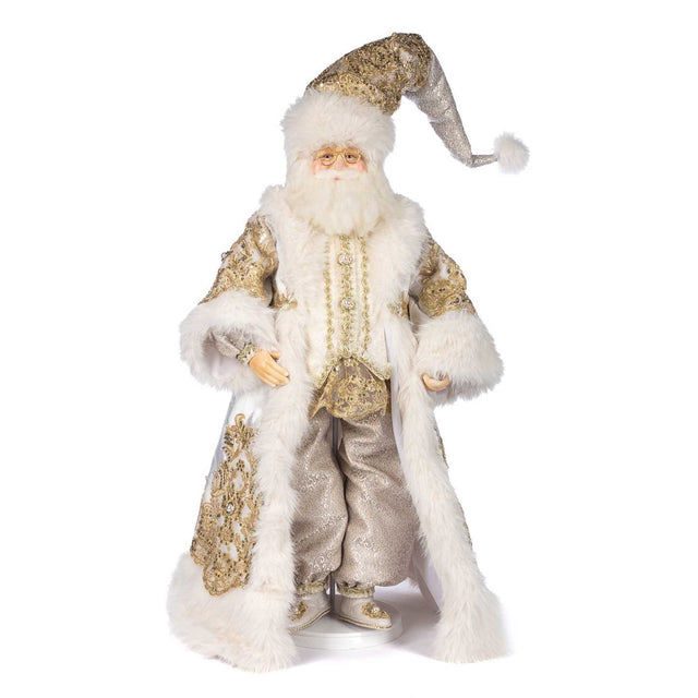 76cm Regal Winter Santa Doll w/ Stand & Box Cream Gold