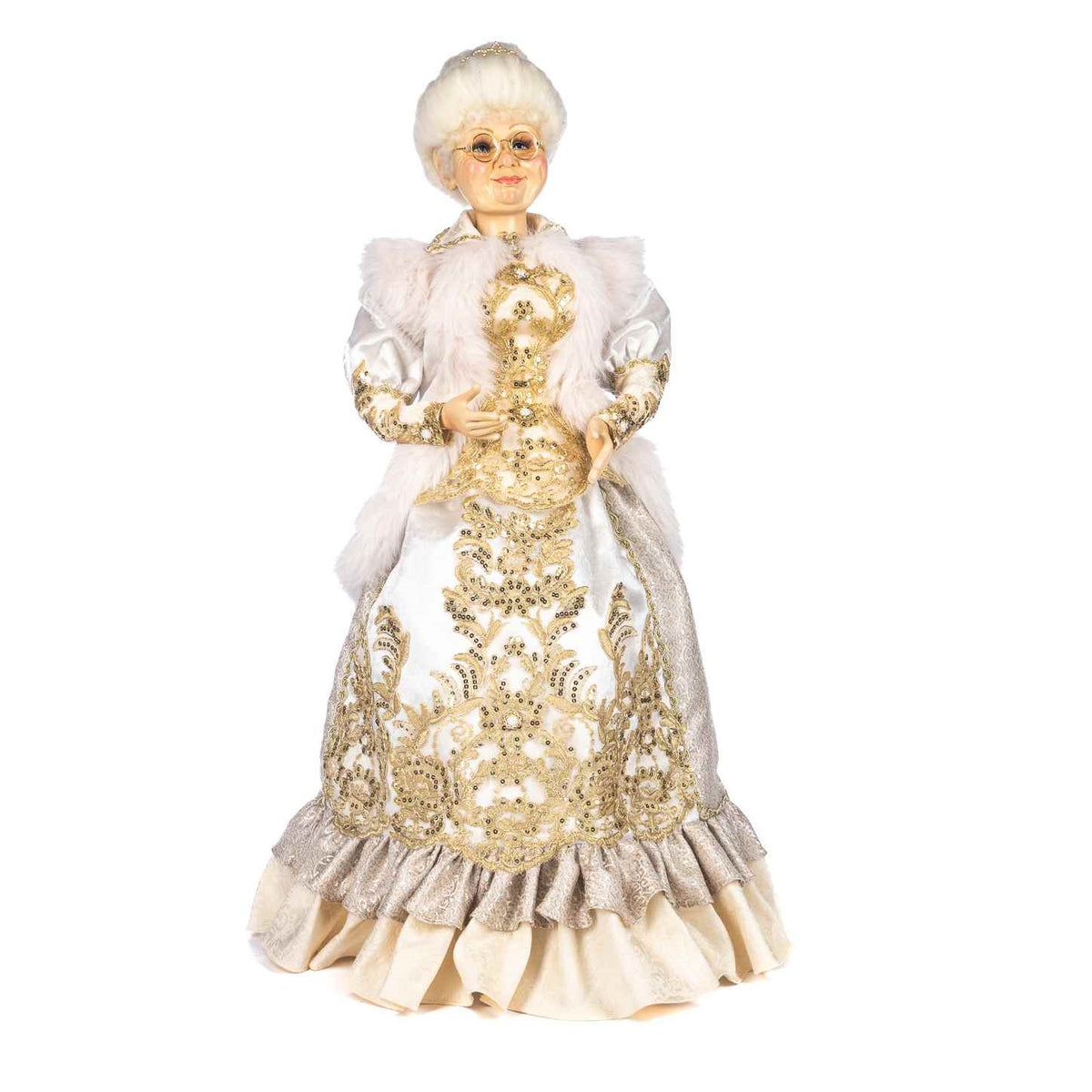 78cm Regal Winter Mrs Claus Doll w/ Stand & Box Cream