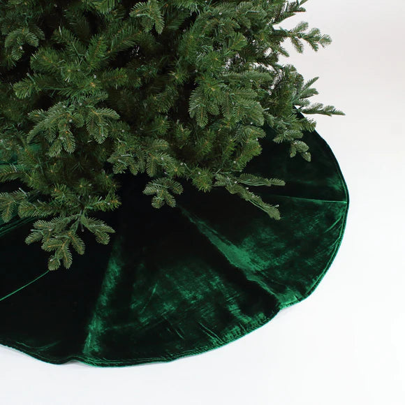 Emerald velvet tree skirt with a rich deep pile.