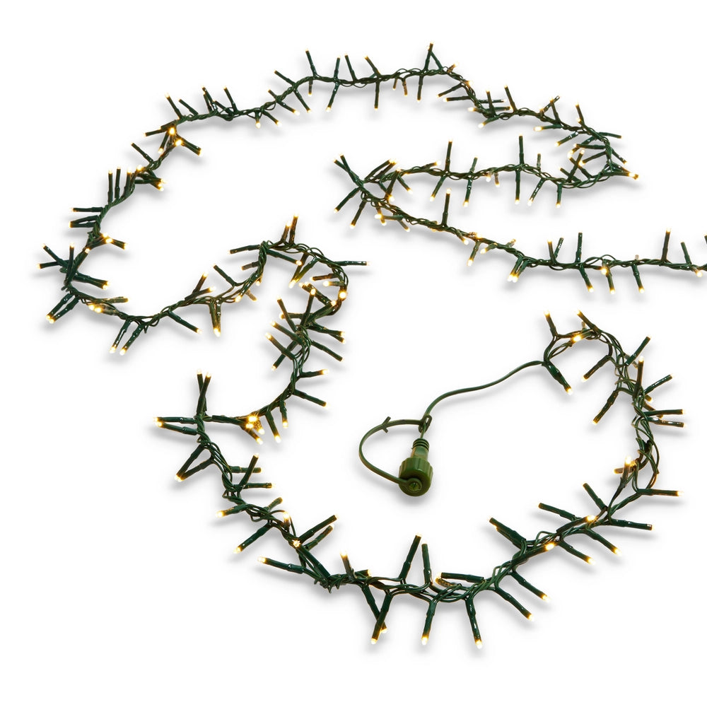 40' 1K White LED Green Wire Connectable Cluster Garland