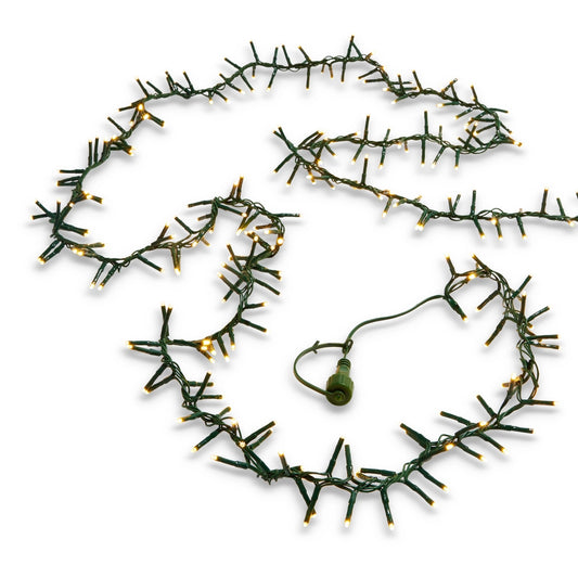 40' 1K White LED Green Wire Connectable Cluster Garland