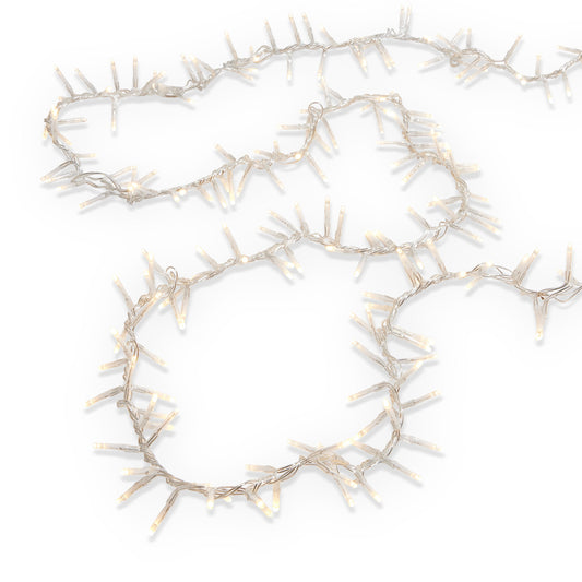 40' 1K White LED Clear Wire Connectable Cluster Garland