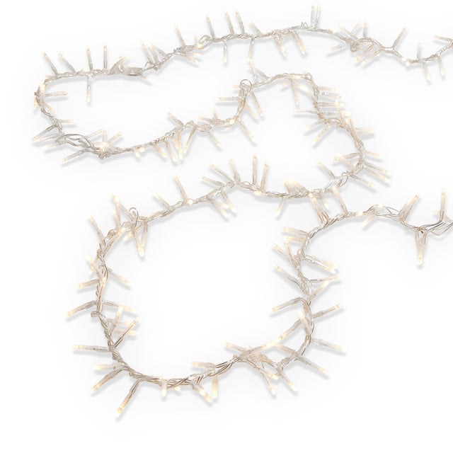 40' 1K White LED Clear Wire Connectable Cluster Garland
