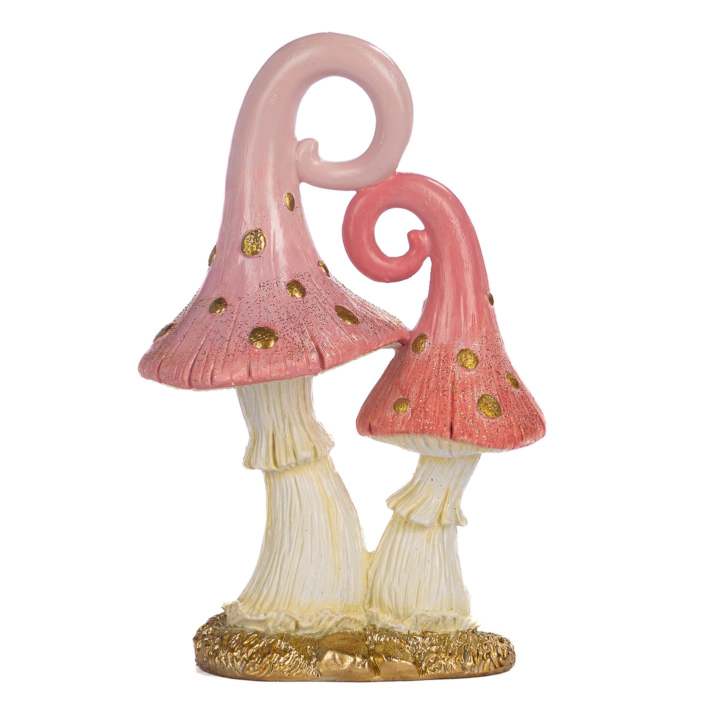 22cm Curly Mushrooms Pink White Gold
