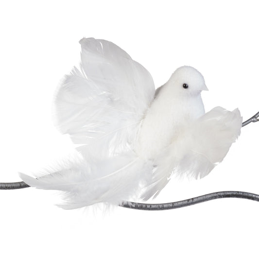 20cm White Dove Plume Clip