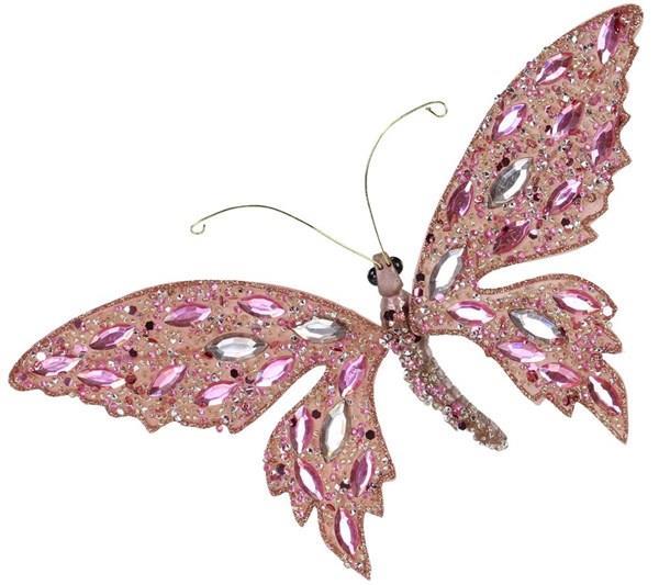 6" Blush Butterfly Beaded Gem
